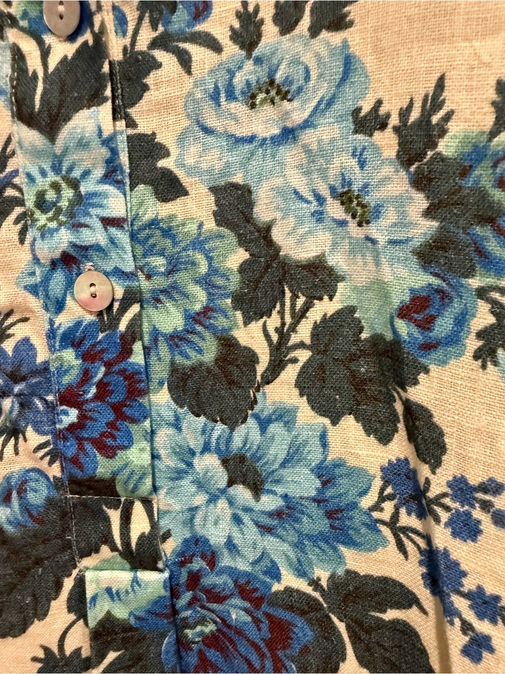 Tuckernuck Linen Floral Ruffle Skirt Blue Cream Dress NWOT XL - Picture 7 of 9